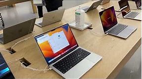 MacBooks displayed for sale in Apple store at Zorlu shopping centre