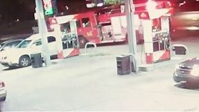 Video shows Detroit fire truck crash into poles, cars at gas station
