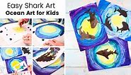 Easy Shark Art with Scrape Painting - Printable Shark Silhouettes