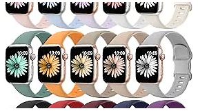 15 Pack Soft Silicone Bands Compatible with Apple Watch Band 40mm 41mm 38mm 45mm 44mm 42mm for Women Men,Waterproof Sport iWatch bands Replacement Strap Wristbands for iWatch SE Series 9 8 7 6 5 4 3 2