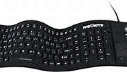 WetKeys "Flex Touch Full-Size Flexible Silicone Waterproof Keyboard with Touchpad and ON/Off Switch (USB) (Black) | KBWKFC103STi-BK