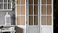 Wooden 3 Panel Room Dividers and Folding Privacy Screens, Handcrafted Rustic 6Ft Tall Room Divider Wall, Wood&Linen Unique Freestanding Room Partition White, Privacy Panel for Bedroom Indoor/Outdoor