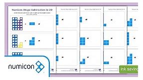Numicon Shapes Subtraction within 20 Worksheets