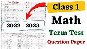 Class 1 Math Question Paper 2023 | Class 1 Maths Test Paper | Math Sample Paper Worksheet | Grade 1
