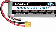 HRB 3S 11.1V 3300mAh 60C Lipo Battery with XT60 Connector Compatible with RC Airplane, RC Helicopter, RC Car, RC Truck, RC Boat (EC3/Deans/TR/Tamiya)