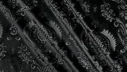 Black Brocade Damask Velvet Fabric Cut by The Yard, Ideal Embossed Material for Upholstery for Coaches and Chairs, Drapery, Pillows, Slipcovers, Tablecloths, Sewing, DIY, Arts & Crafts Etc