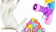 Cat Ball Launcher Toy, 50PCS 1.2Inch Cat Pompom Ball and 2 Cat Ball Toy Launcher, Soft Interactive Cat Balls, Active Cat Exercise Toys for Indoor Cats-Multi-Colored