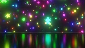 Mesmerizing Shower of Hippy Flowers Fall Above Shiny Gleaming Surface 4K VJ Loop Motion Background