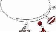 NCAA Alabama Crimson Tide Three Charm Logo Bangle Bracelet Silver