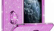 OCYCLONE iPhone 11 Pro Max Case, Glitter Sparkle Diamond Soft Bumper Case with Ring Stand Cute Shockproof Protective Phone Case for Women Girls Compatible for iPhone 11 Pro Max 6.5 inch - Purple