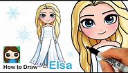 How to Draw Elsa in White Dress Hair Down | Disney Frozen