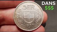 1953 5 SWISS FRANCS Coin VALUE + REVIEW