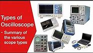 Oscilloscope Types: analogue, digital, storage, DSO, DPO, MSO, MDO, USB