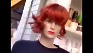 mannequin with red bob wig shaking - stan twitter reaction video