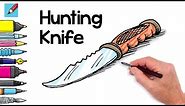 How to draw a Hunting Knife Real Easy - Easy Step by Step - Spoken Instructions