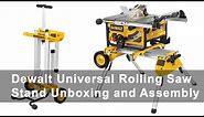Dewalt Universal Rolling Table Saw Stand Unboxing and Assembly