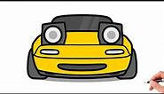 How to draw a MAZDA MX-5 MIATA 1989 front view / drawing mazda mx5 1994 stance car step by step