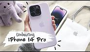 IPHONE 14 PRO DEEP PURPLE 💜 MAGSAFE LILAC CASE + HOCO SCREEN PROTECTOR [Unboxing Aesthetic]