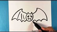 How to Draw a Cute Bat for Halloween - Halloween Drawings
