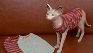 Sphynx Cat Clothes, Breathable Hairless Cat Shirts, Stripe Kitten T-Shirts Sleeveless, Pullover Cat Sweaters, Pet Summer Apparel for Sphynx, Cornish Rex, Devon Rex, Peterbald, Small Dogs