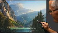 "Emerald Lake in the Mountains" Mountain landscape. Painting - Viktor Yushkevich.