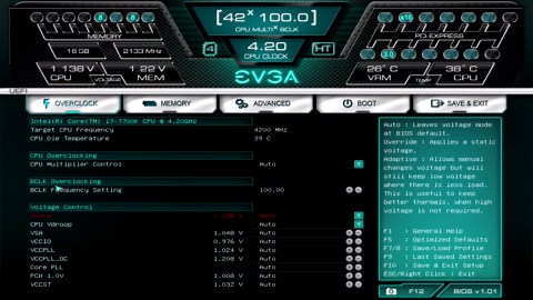 EVGA Z270 Classified K Motherboard BIOS Overview