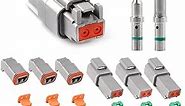 JRready ST6112 DT Connector 2 Pin Gray Waterproof Electrical Wire Connector DT04-2P DT06-2S with Deutsch Solid Contacts 14-20 AWG and Sealing Plugs,3 Sets