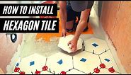 Hexagon TILE installation [How to TILE bathroom floor with Hexagon Tiles]