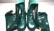 SOFT RUBBER GREEN OVERKNEE BOOTS / HIP BOOTS / WADERS WATSTIEFEL 43-44 MADE IN JAPAN RARE