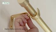 StangH Brass Curtain Rod for Windows, 1 Inch Diameter Adjustable Telescoping Curtain Rod with Classic Cylinder Finials for Living Room Kitchen Closet Patio, 28-48 inches, Brass Gold