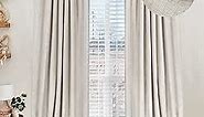 100% Blackout Shield Linen Blackout Curtains for Bedroom 63 Inches Long,Back Tab/Rod Pocket Living Room Drapes,Thermal Insulated Textured Blackout Curtains 2 Panels Set,50" W x 63" L,Cream