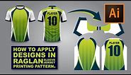 Applying Designs Over Raglan Sleeve Sublimation Printing Pattern In Adobe Illustrator.