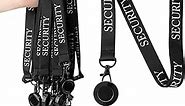 12 Sets Security Lanyards Black Security Badge Security Team Breakaway Lanyards with Retractable ID Holder for Officer Bouncer Guard Staff Men Women