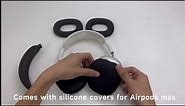 Hard Case for AirPods Max Headphone Supports Sleep Mode, Travel Carrying Case with AirPods Max Silicone Earpad Cover/Ear Cups Cover/Headband Cover, AirPods Max Protective Portable Storage Bag (Black)