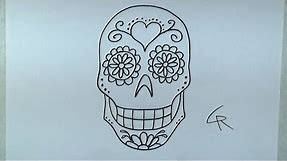 Learn How To Draw and Color A Sugar Skull -- Part 1 -- iCanHazDraw!