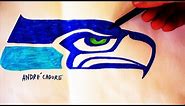 Como Desenhar a logo dos Seattle Seahawks - (How to Draw Seattle Seahawks logo) - NFL LOGOS #8
