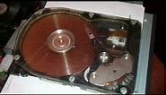 Really old Seagate st3144AT hard disk drive transparent cover and sound
