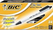BIC Clic Stic Black Retractable Ballpoint Pens, Medium Point (1.0mm), 24-Count Pack, Round Barrel Design for Comfortable Writing