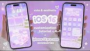 how I make my iphone 14 pro max cute & aesthetic ☁️ | iOS 16, custom phone theme + accessories 💜🐻‍❄️