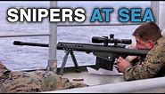 USMC Snipers Shooting The Ultra Powerful Barrett M82 At Target Boat