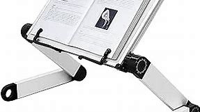 Adjustable Book Stand,Durable and Lightweight Aluminum Book Holder Stand with 2 Flexible Paper Clips,Ergonomic Book Holder for Tablets, Magazines, Documents