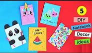 5 DIY Easy Notebooks for Back to School/Cute Notebook Decoration Ideas/How to Decorate Notebook
