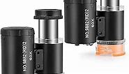 2 Pieces 60X Mini Pocket Microscope, Jewelers Eye Loupe with 3 Light, Portable Magnifying Glass for Handcrafts Jewelry Diamond Gem Coins Currency
