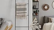 Blanket Ladder Decorative Towel Rack Holder for Bathroom, Wall Leaning Metal Drying Quilt Stand for Living Room Bedroom Farmhouse Home Decor, Gift for Women Mom Mother Her Wife - Black