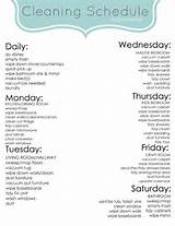 Images of Weekly Home Cleaning Schedule