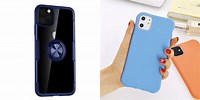 iPhone 11 with a Blue Case and a Ring