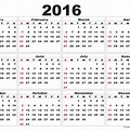 2016 Calendar Days