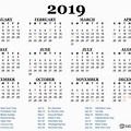 2019 Calendar with Holidays Printable