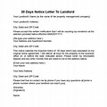 30 Day Notice to Landlord Sample Letter