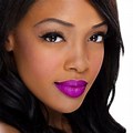African American Woman Wearing Purple Lipstick